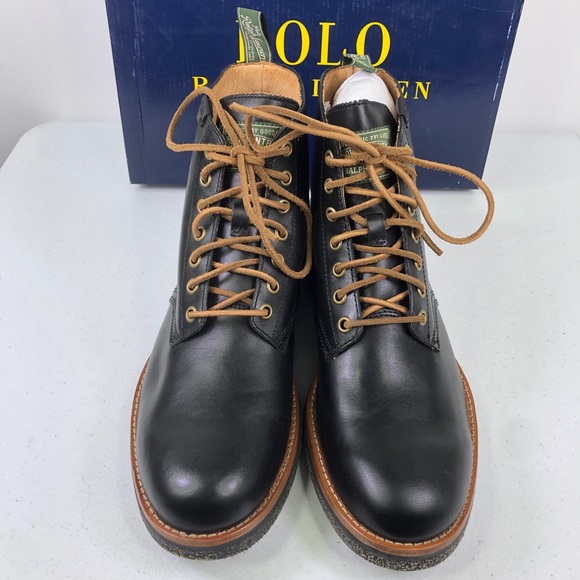 Polo Ralph Lauren Men Combat Boots RL Army Leather - Picture 5 of 9